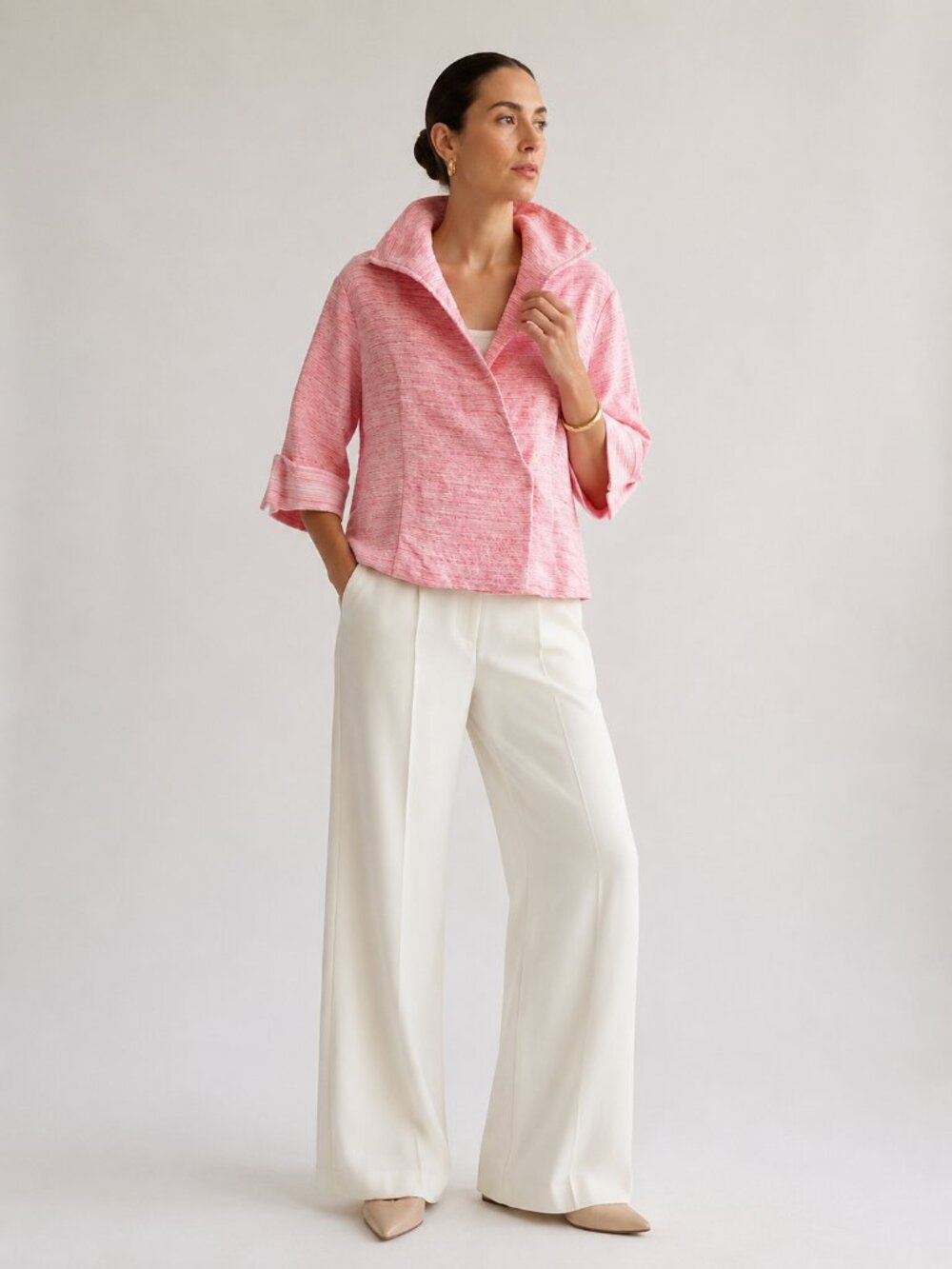 Lorain Croft NYC Statement Jacket | Pink Textured Blazer | XL
